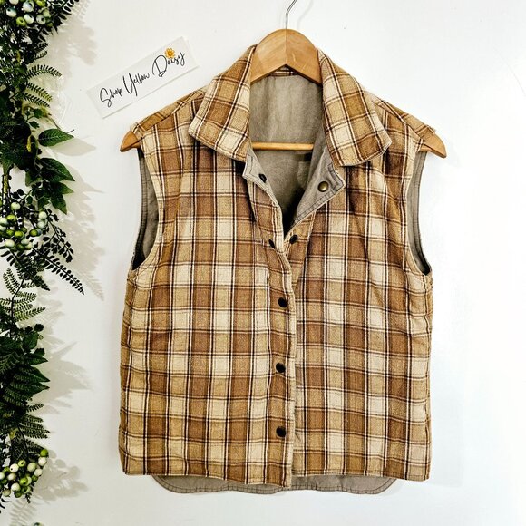 Vintage Adrina Reversible Vest With Plaid Lining & Snap Closure Size S  ~V96.15 - Picture 1 of 7